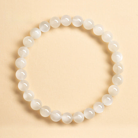 Natural White Moonstone Beaded Bracelet