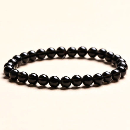 Natural Black Obsidian Beaded Bracelet