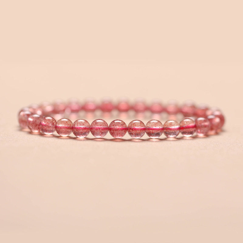 Natural Strawberry Quartz Beaded Bracelet