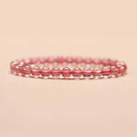 Natural Strawberry Quartz Beaded Bracelet