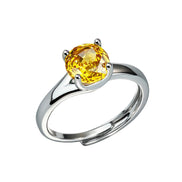 Multi-color Oval Four Prong Zircon Ring
