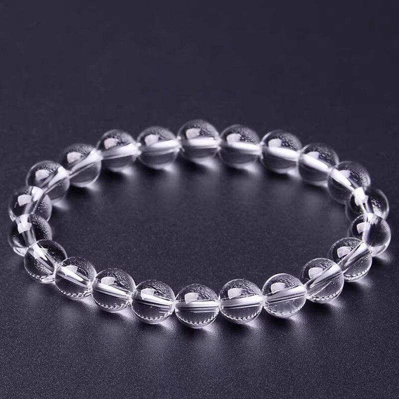 High Clarity Clear Quartz Beaded Bracelet
