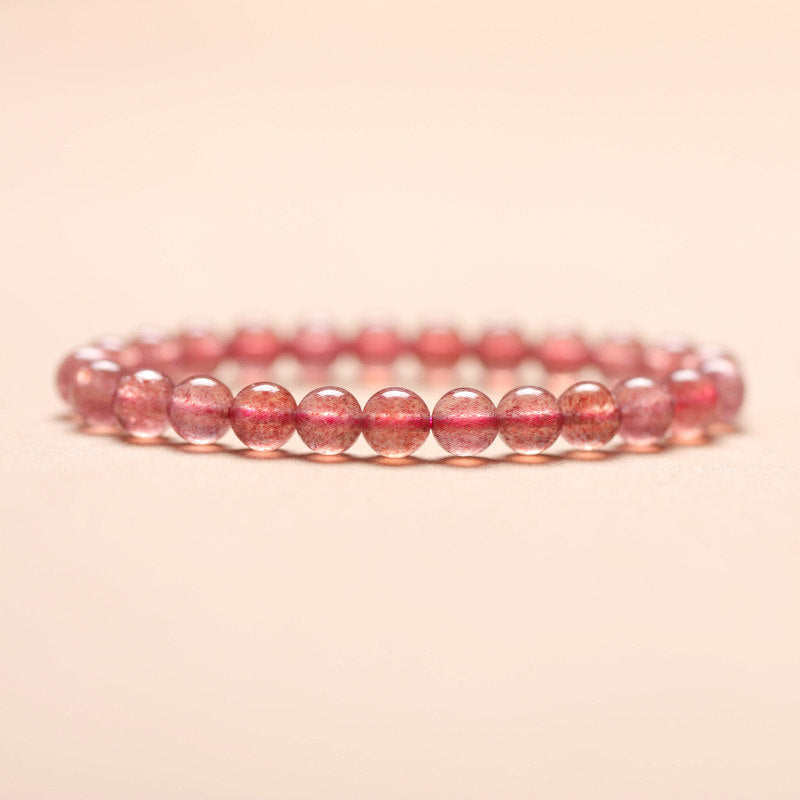Natural Strawberry Quartz Beaded Bracelet