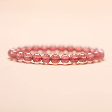 Natural Strawberry Quartz Beaded Bracelet