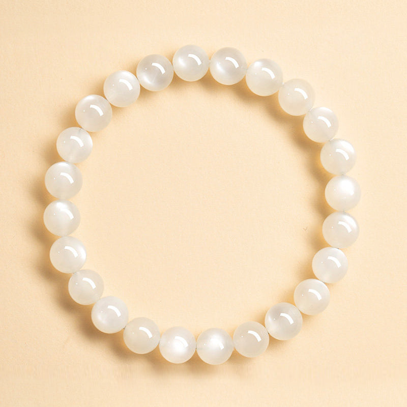 Natural White Moonstone Beaded Bracelet