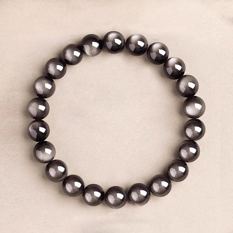 Natural Silver Sheen Obsidian Beaded Bracelet