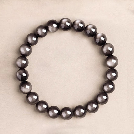 Natural Silver Sheen Obsidian Beaded Bracelet