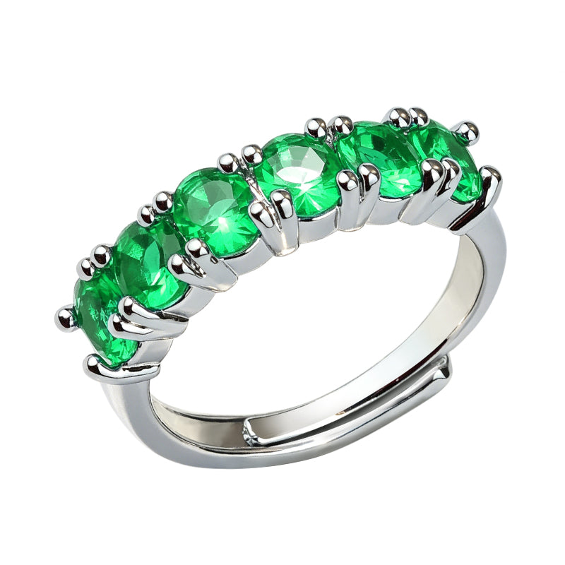Multicolor Row Zircon Ring