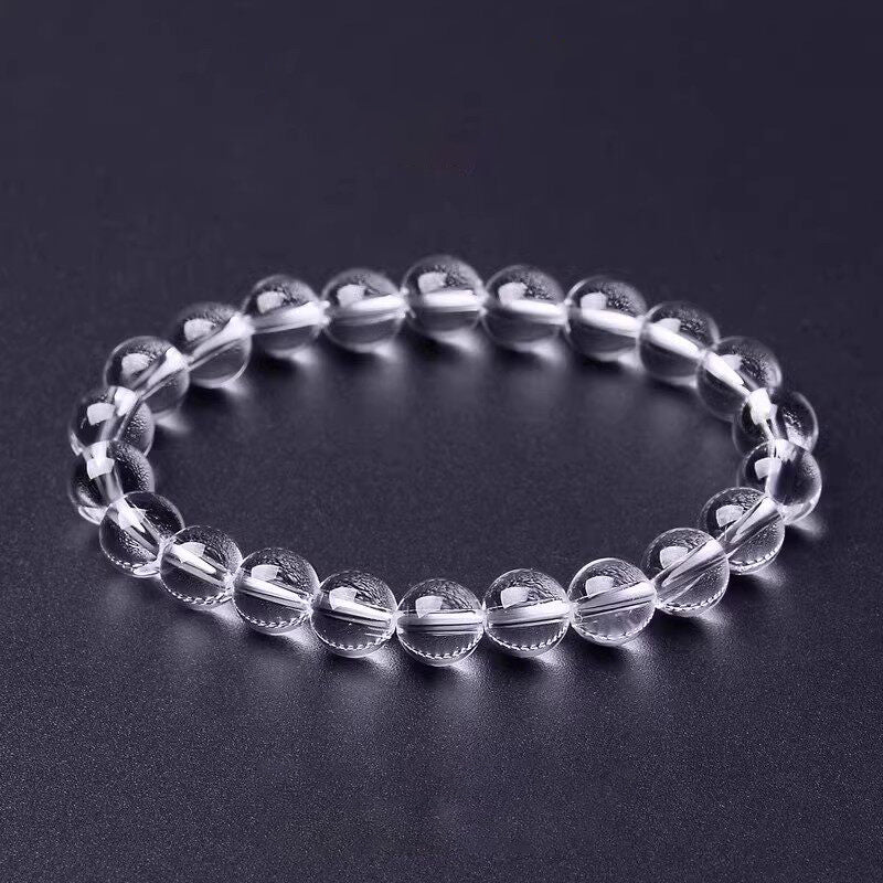 High Clarity Clear Quartz Beaded Bracelet