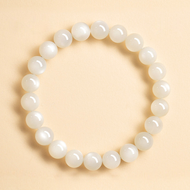 Natural White Moonstone Beaded Bracelet
