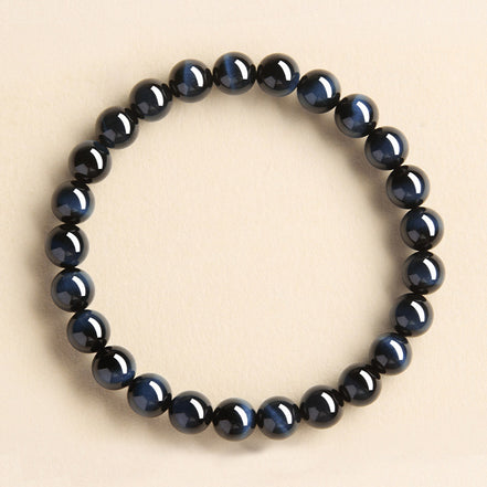 Natural Blue Tiger Eye Beaded Bracelet