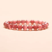 Natural Strawberry Quartz Beaded Bracelet