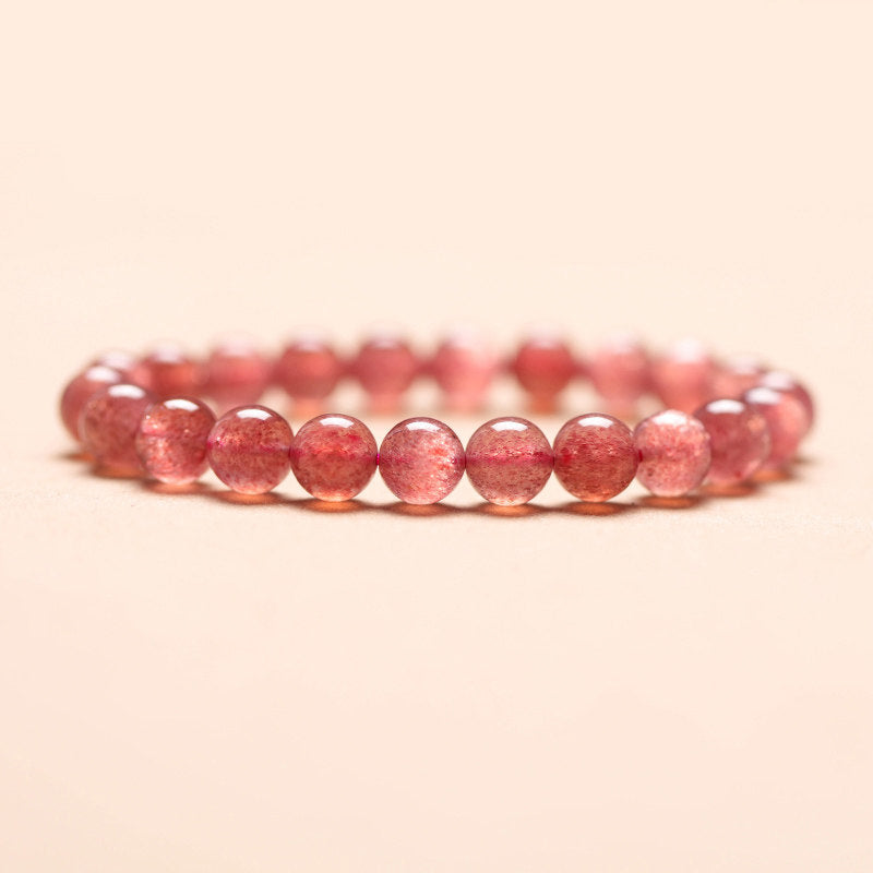Natural Strawberry Quartz Beaded Bracelet