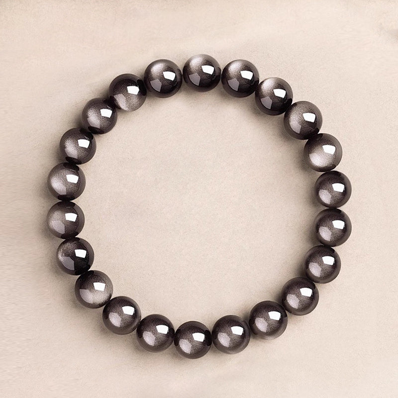 Natural Silver Sheen Obsidian Beaded Bracelet