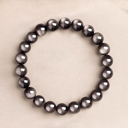 Natural Silver Sheen Obsidian Beaded Bracelet