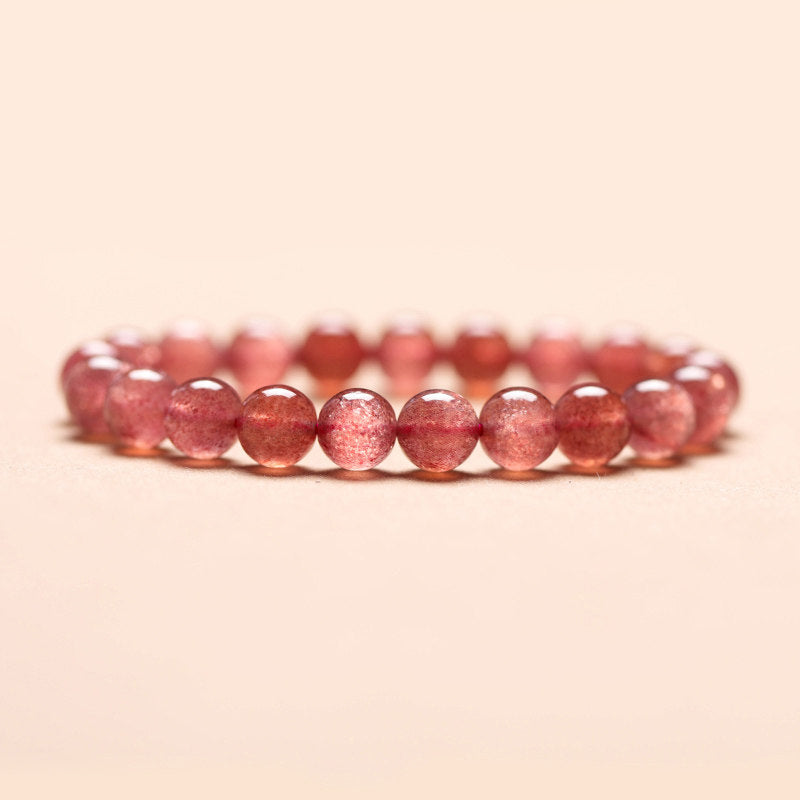 Natural Strawberry Quartz Beaded Bracelet