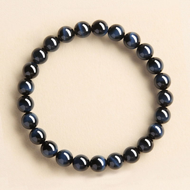 Natural Blue Tiger Eye Beaded Bracelet