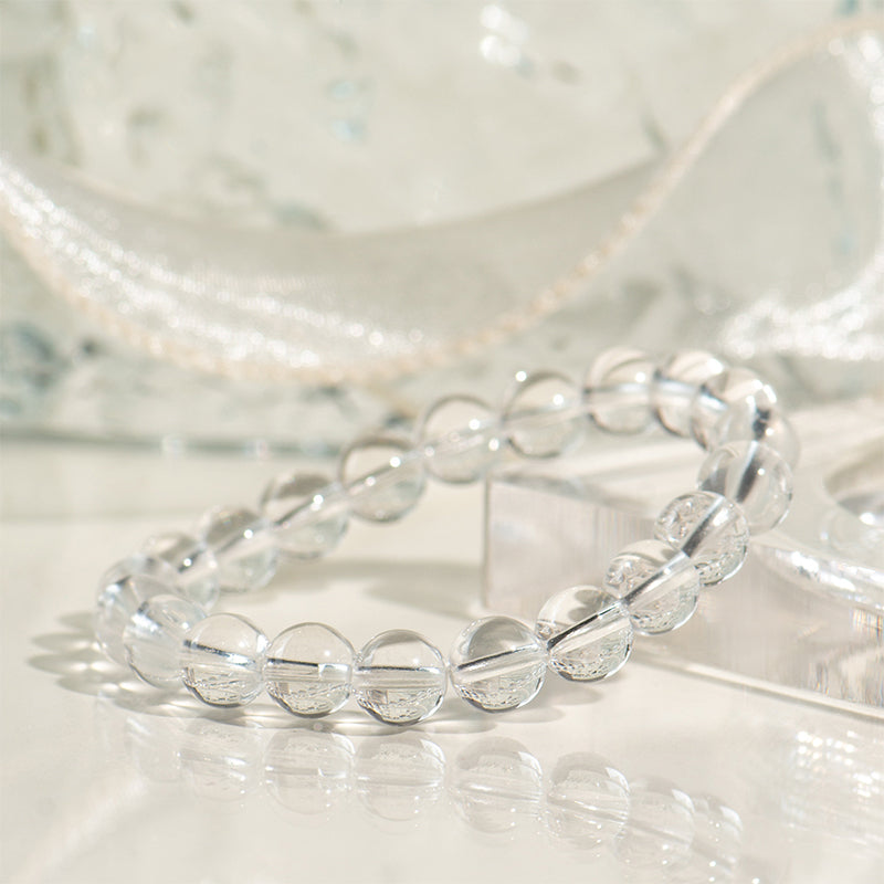 High Clarity Clear Quartz Beaded Bracelet