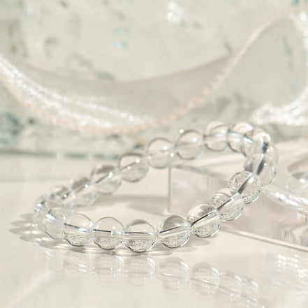 High Clarity Clear Quartz Beaded Bracelet