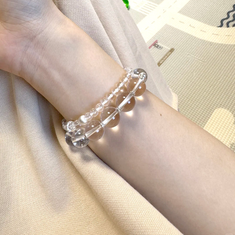 High Clarity Clear Quartz Beaded Bracelet