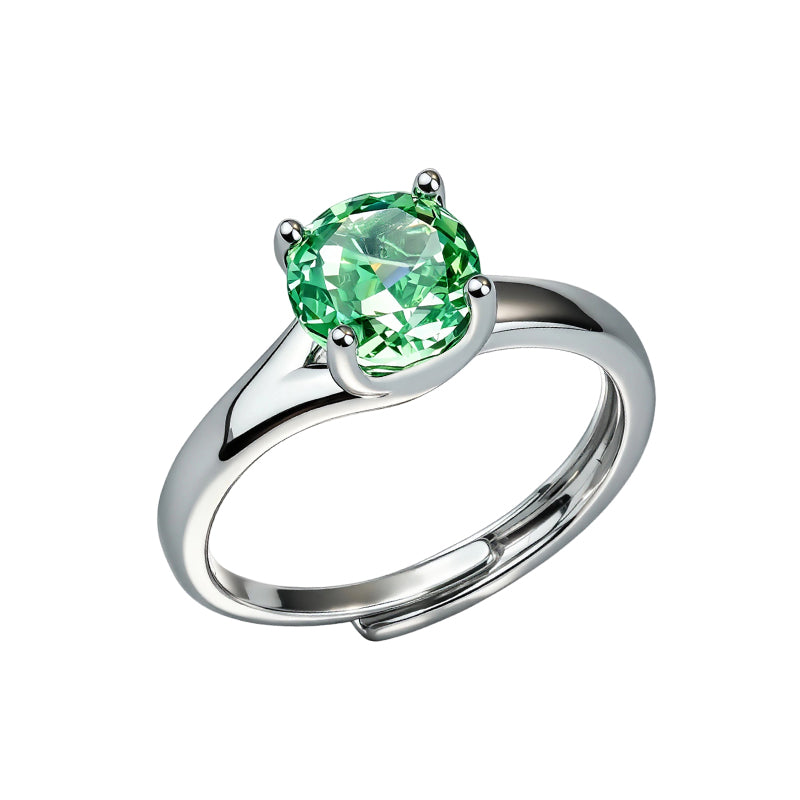 Multi-color Oval Four Prong Zircon Ring