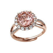 Multi-color Round Floral Halo Zircon Ring