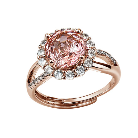 Multi-color Round Floral Halo Zircon Ring