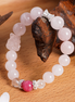 Natural Rose Quartz Red Rutilated Fox Charm Beaded Bracelet/CR-D94Q35