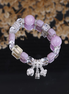 Lavender Fluorite Citrine Four Leaf Clover Lock Charm Bracelet/CR-D84Q41