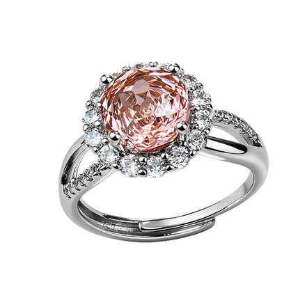 Multi-color Round Floral Halo Zircon Ring