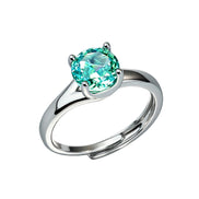 Multi-color Oval Four Prong Zircon Ring