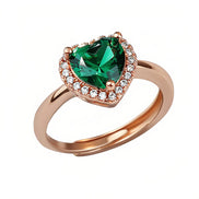 Emerald Heart Halo Zircon Ring