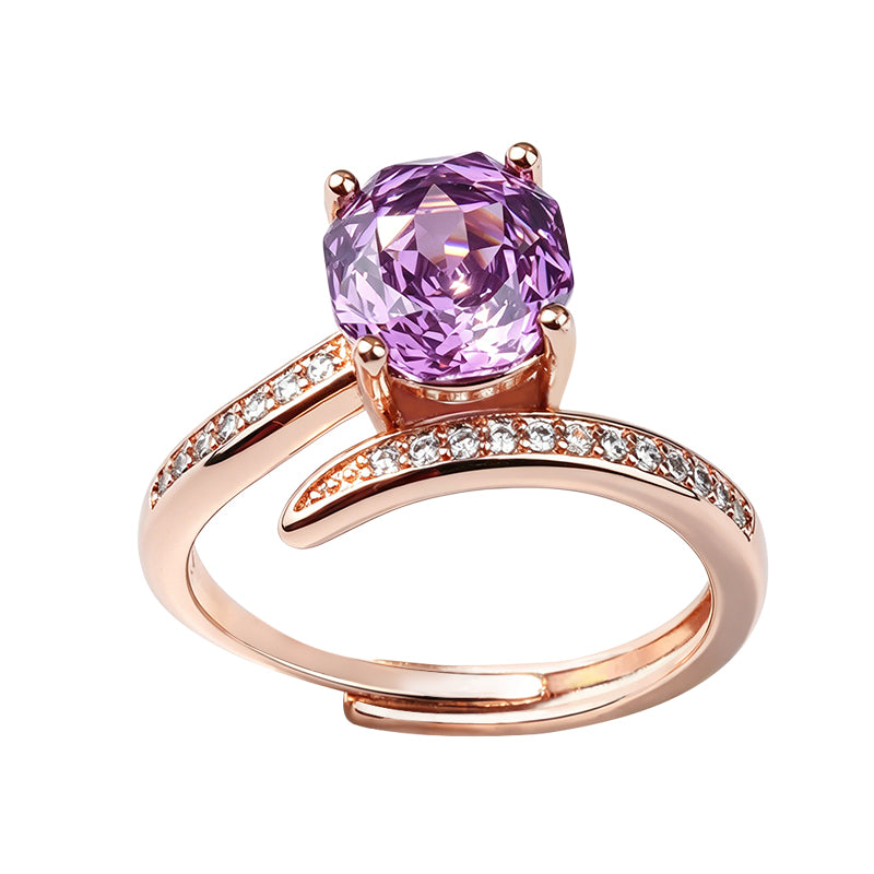 Multi-color Cushion Split Shank Zircon Ring