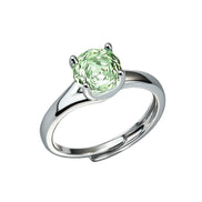 Multi-color Oval Four Prong Zircon Ring