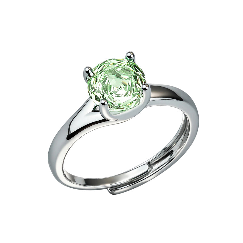 Multi-color Oval Four Prong Zircon Ring