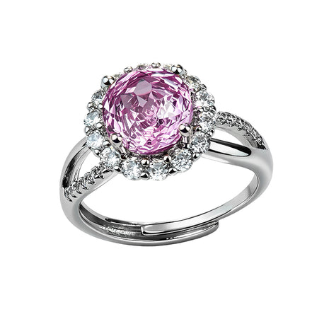 Multi-color Round Floral Halo Zircon Ring