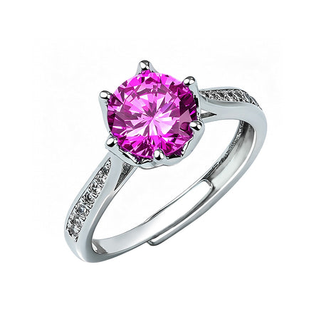 Multi-shade Round Six Prong Zircon Ring