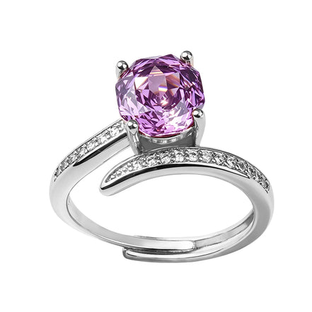 Multi-color Cushion Split Shank Zircon Ring