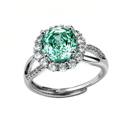 Multi-color Round Floral Halo Zircon Ring