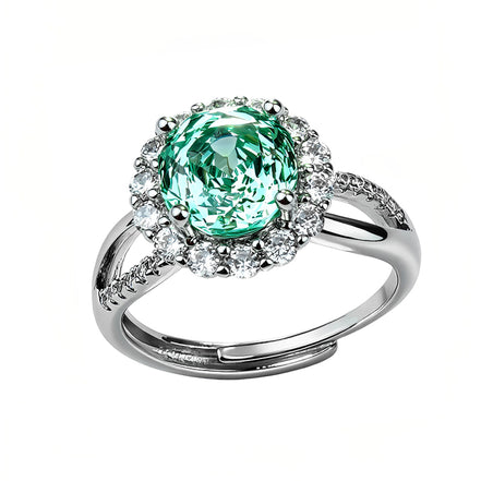Multi-color Round Floral Halo Zircon Ring