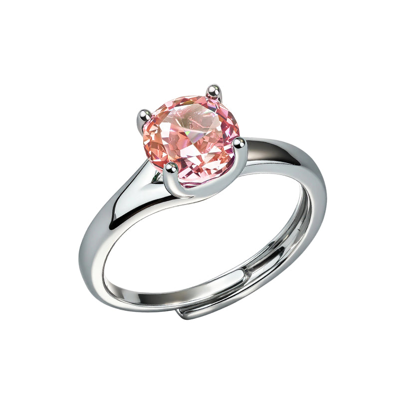 Multi-color Oval Four Prong Zircon Ring