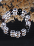 Minimalist Clear Crystal Wooden Bead Accent Wrist Bracelet/CR-D85Q50