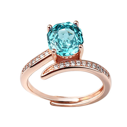 Multi-color Cushion Split Shank Zircon Ring