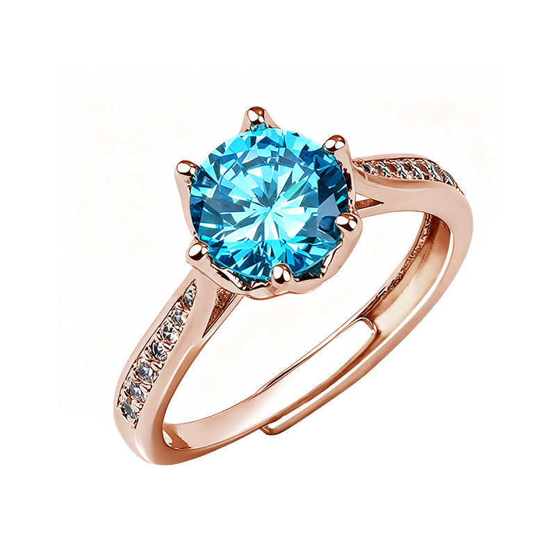 Multi-shade Round Six Prong Zircon Ring